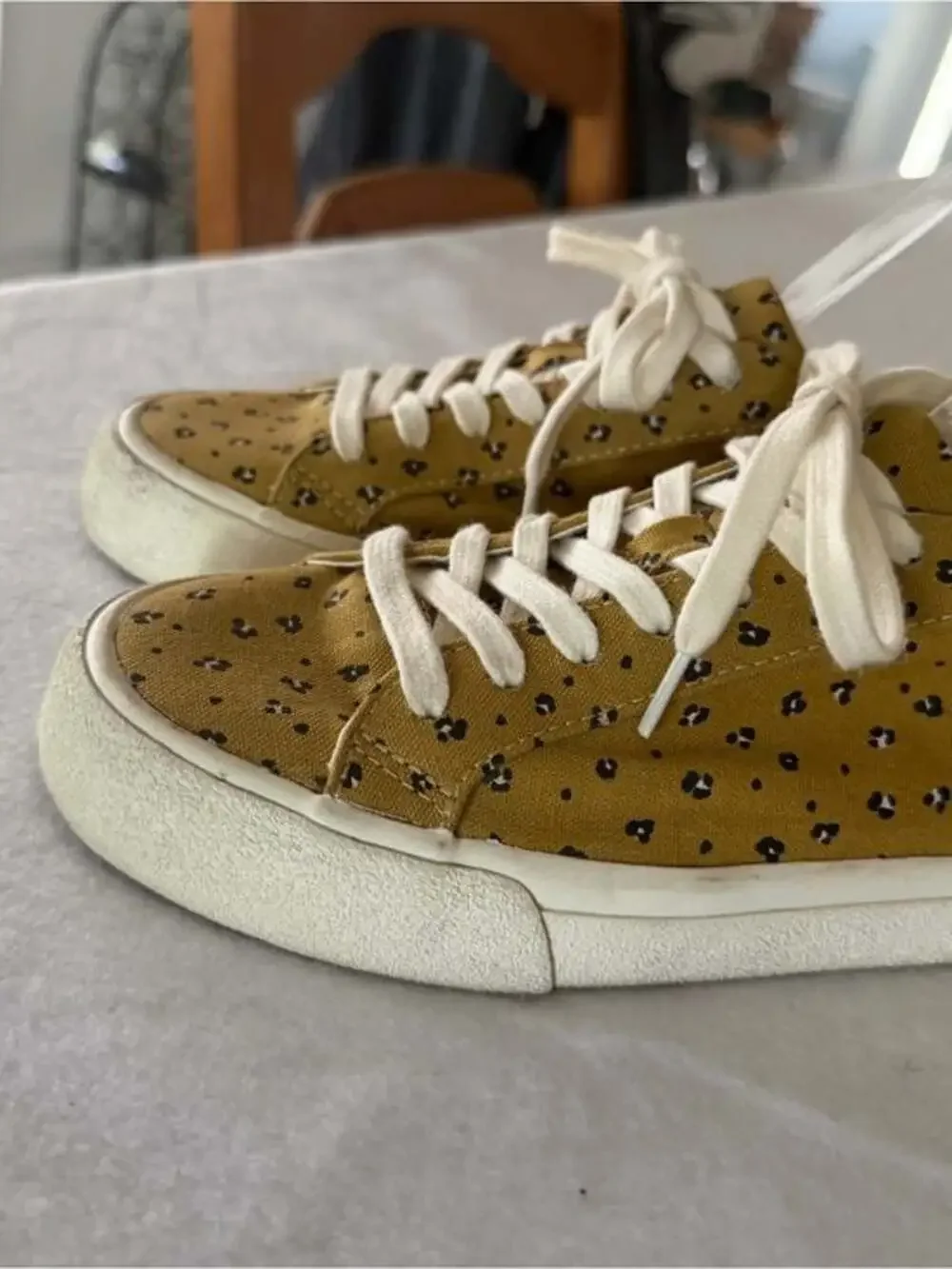 Madewell MWL Mustard Leopard Print Canvas Sneakers Size  Womens Size 7.5M